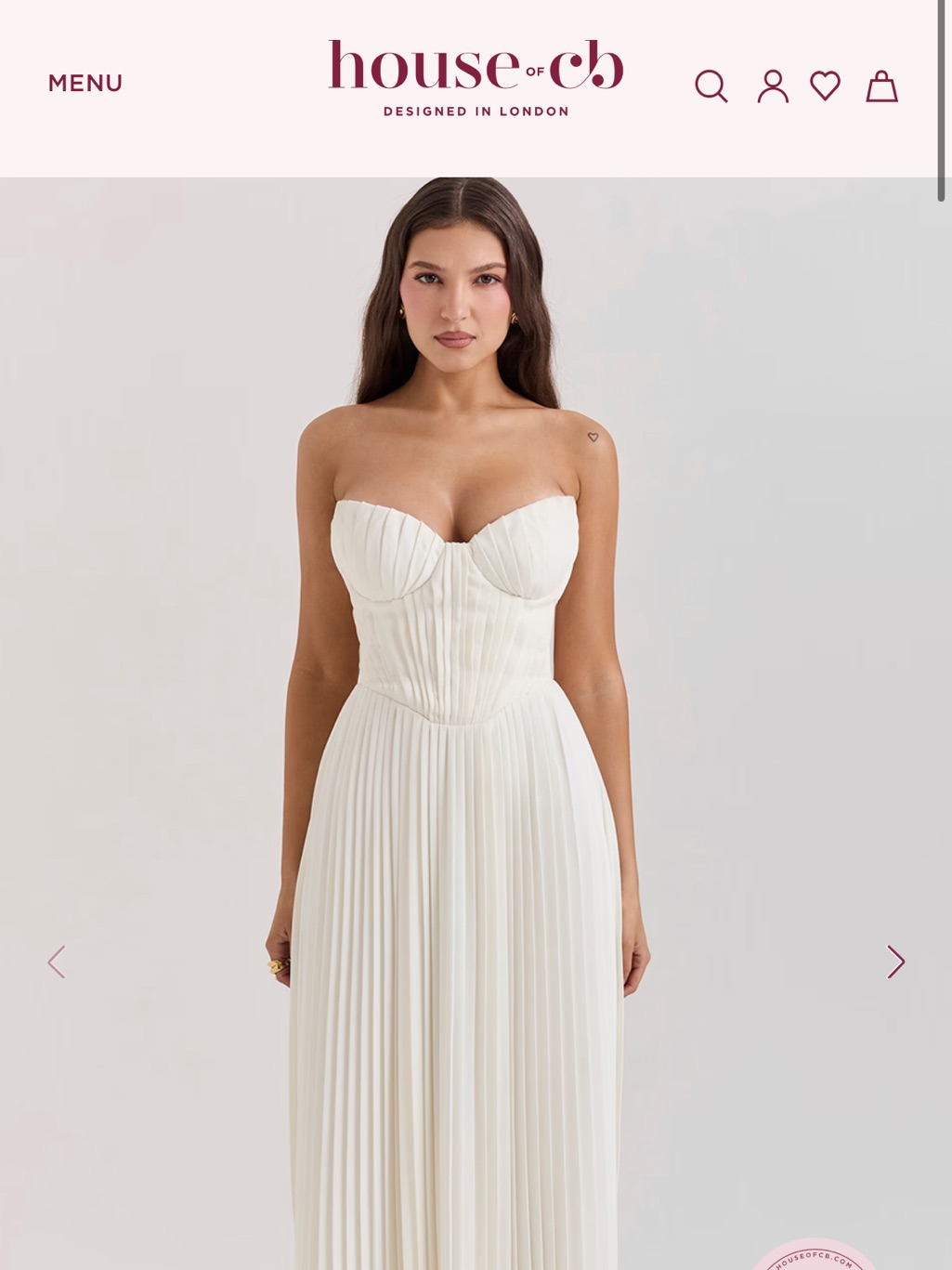 House Of Cb Ivory Strapless Pleated Corset Maxi Dress